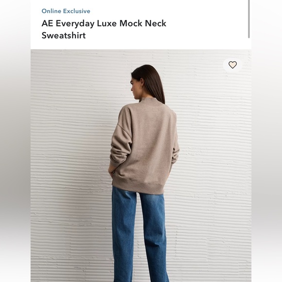 **ISO** AE Everyday Luxe Mock Neck Sweatshirt in Coffee - Picture 2 of 4